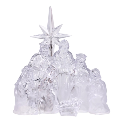 NACIMIENTO NAVIDAD 16 cm x 8 cm x 17.5 cm PLASTICO TRANSPARENTE CON LUZ A BATERIA