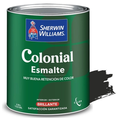 PINTURA ESMALTE PARA USO EXTERIOR / INTERIOR NEGRO BRILLANTE COLONIAL ESMALTE