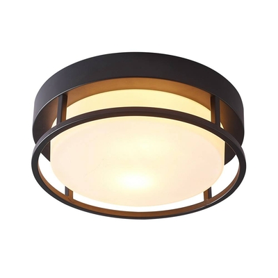 LÁMPARA PLAFON 2 LUCES E27 NEGRO MATE REDONDO