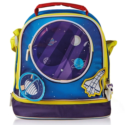 LONCHERA TERMICA INFANTIL AZUL-MORADO-AMARILLO DISEÑO ASTRONAUTA