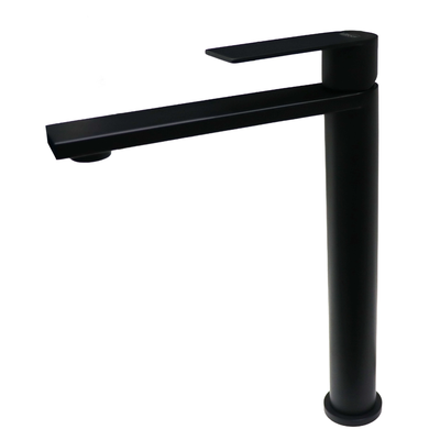 MEZCLADOR LAVABO MONOMANDO MANECILLA LEVER NEGRO MATE 1 AGUJERO CUELLO ALTO REDONDO