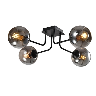 LÁMPARA TECHO 4 LUCES E27 METAL NEGRO DIFUSOR SMOTH
