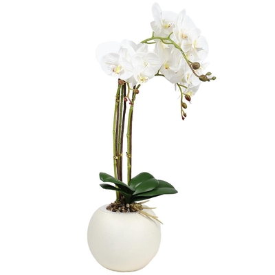 FLOR ARTIFICIAL 45 cm ORQUIDEA BLANCO CON MACETA BLANCO
