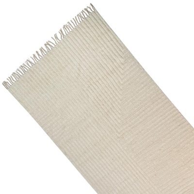ALFOMBRA PARA SALA 230 cm x 160 cm ALGODON MARFIL LINEAS