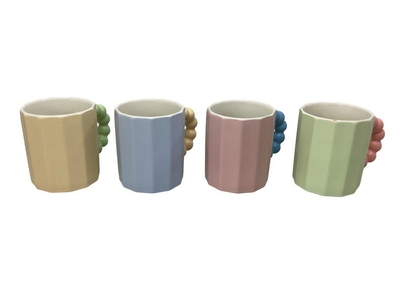 TAZA 8 cm x 9.5 cm CERAMICA COLOR SURTIDO CON TEXTURA