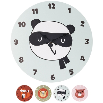 RELOJ PARED 33 cm MADERA ANIMAL MULTICOLOR SURTIDO REDONDO
