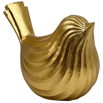 FIGURA AVE DECORATIVO 11.5 cm x 15.5 cm x 9 cm CERAMICA DORADO