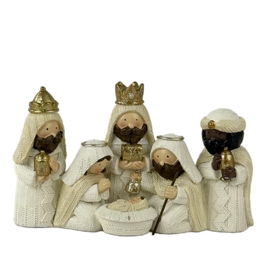 NACIMIENTO NAVIDAD MINI 18.5 cm x 7 cm x 11 cm CERAMICA MARFIL-BLANCO-DORADO