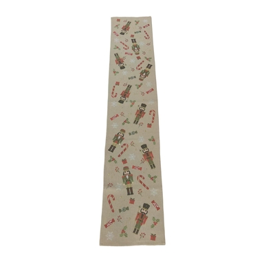 CAMINO DE MESA NAVIDAD 174 cm x 35 cm BEIGE CASCANUECES-CARAMELOS-MUERDAGO