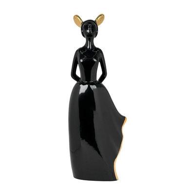 FIGURA RATON DECORATIVO 34.5 cm x 12.5 cm CERAMICA NEGRO-DORADO