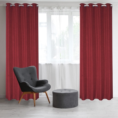 CORTINA PARA SALA 140 cm x 229 cm ROJO VINO MONET LINO BLACKOUT