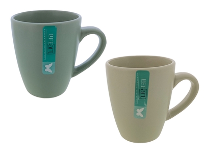 TAZA CERAMICA 350 mL VERDE OLIVO-CREMA SURTIDO