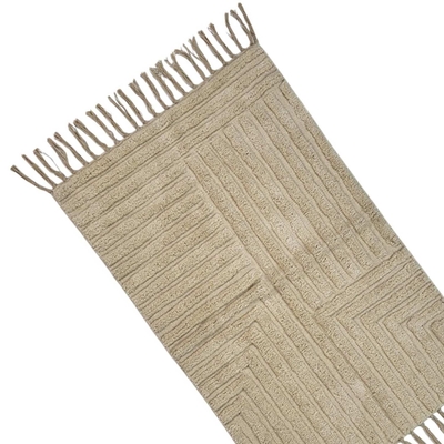 ALFOMBRA 90 cm x 60 cm ALGODON CAFE LINEAS