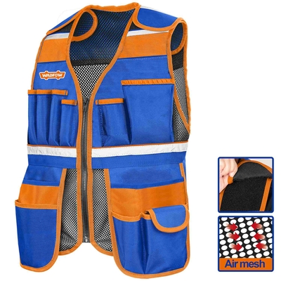 CHALECO PORTA HERRAMIENTA NYLON 48 cm x 60 cm x 3 cm 11 BOLSILLOS