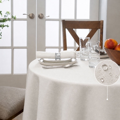 MANTEL PARA MESA 228.6 cm POLIESTER BLANCO REDONDO