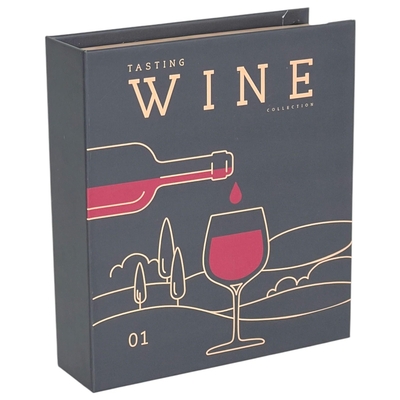 ACCESORIOS PARA BAR BOTELLA VINO 16.5 cm x 14.5 cm x 4 cm TIPO LIBRO NEGRO-ROJO-DORADO