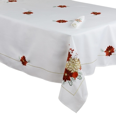 MANTEL NAVIDAD 175 cm x 175 cm MARFIL-ROJO-VERDE-DORADO PASCUAS CON SERVILLETAS