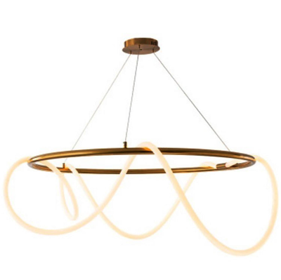 LAMPARA PENDANT INTERIOR LED 32 W 5 000 lm LUZ CALIDA DISEÑO AROS DORADO