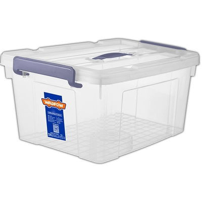 CAJA ORGANIZADORA 87 L PLASTICO TRANSPARENTE CON TAPA CLICK