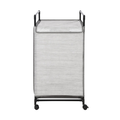 CESTA PARA LAVANDERIA 74 cm x 38.5 cm x 38.5 cm METAL-TELA GRIS-NEGRO CON RODOS
