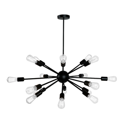 LÁMPARA TECHO 18 LUCES E27 METAL NEGRO
